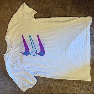 Nike White Tee with Purple and Blue Graphic